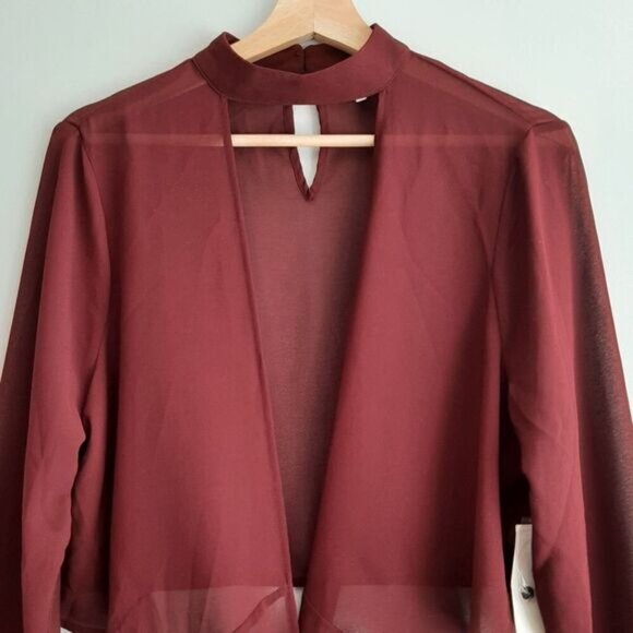 TOBI Wrap Tie Crop Top Semi-Sheer Lightweight Triangle Cut-Out Blouse Sz L - Picture 5 of 16